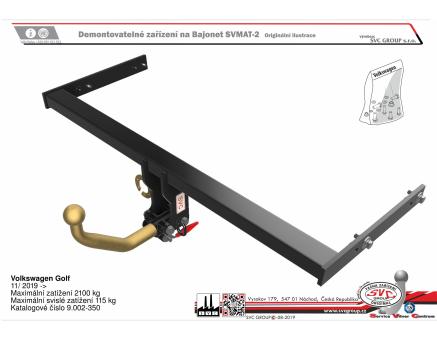 Tažné zařízení VOLKSWAGEN Golf 11/2019->, Hatchback
