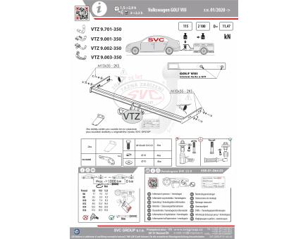 Tažné zařízení VOLKSWAGEN Golf 09/2020->, Variant / Combi