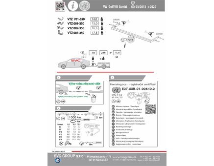 Tažné zařízení VOLKSWAGEN Golf 05/2013->10/2020, Variant / Combi