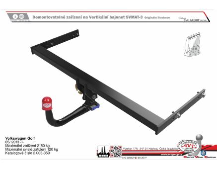 Tažné zařízení VOLKSWAGEN Golf 05/2013->10/2020, Variant / Combi