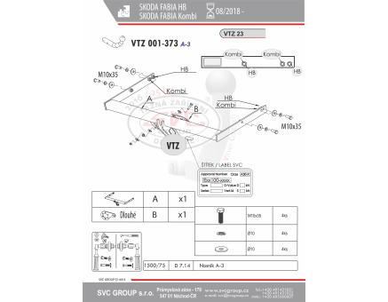 Tažné zařízení Škoda Fabia 08/2018->, Combi