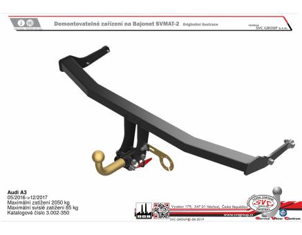 Tažné zařízení Audi A3 05/2016->12/2017, Hatchback