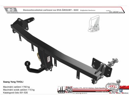 Tažné zařízení Ssang Yong TIVOLI 06/2015->08/2019