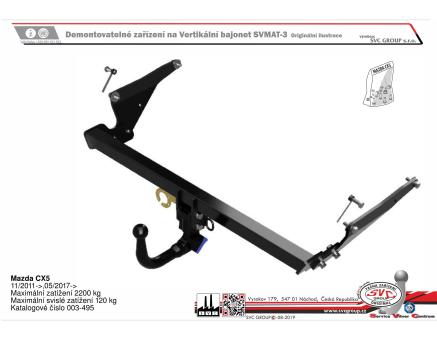 Tažné zařízení Mazda CX 5 11/2011->4/2017