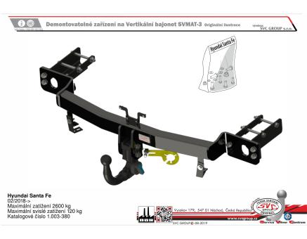 Tažné zařízení Hyundai Santa Fe 02/2018->12/2020
